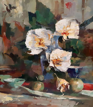 2023-T2 | 50cm x 61cm | fleurs blanches 